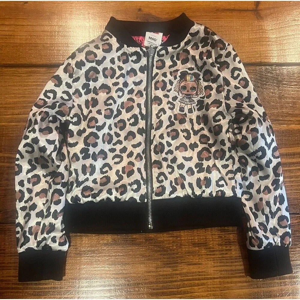 LOL Surprise Remix Reversible Rock n Roll Cheetah Print‎ Bomber Jacket XS 4/5